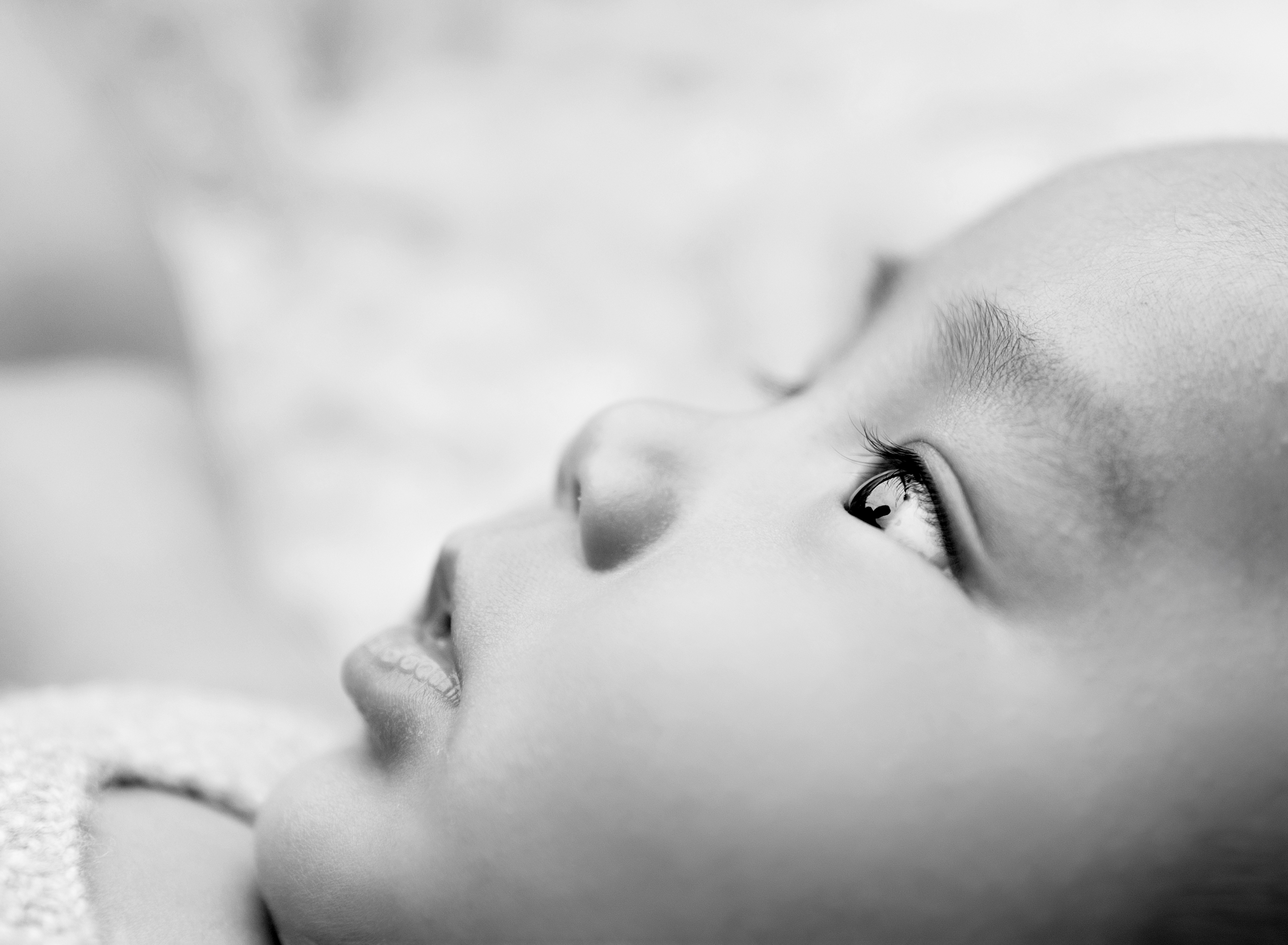 A baby gazing upward